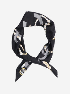 Chanel Black pearl printed silk scarf