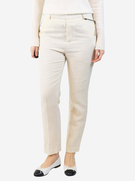 Cream linen and wool-blend trousers - size UK 10 product image