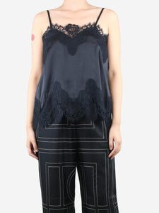 Alice + Olivia Black silk lace-trim camisole - size S