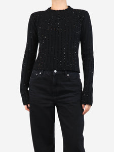 Anthony Vaccarello Black Swarovski crystal knit jumper - size S