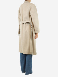 Brunello Cucinelli Neutral belted wool coat - size UK 8