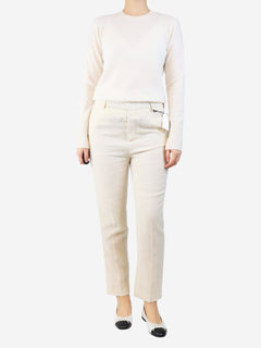 Cream linen and wool-blend trousers - size UK 10 Trousers Rick Owens 