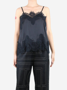 Alice + Olivia Black silk lace-trim camisole - size S