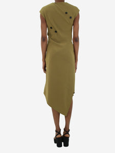 Proenza Schouler Green asymmetric button detail midi dress - size US 2