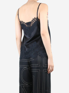 Alice + Olivia Black silk lace-trim camisole - size S