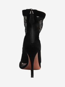 Alaia Black suede mesh peep-toe ankle boots - size EU 40
