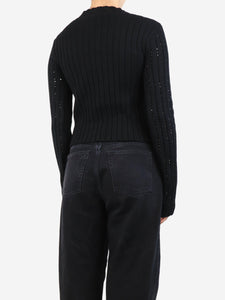 Anthony Vaccarello Black Swarovski crystal knit jumper - size S