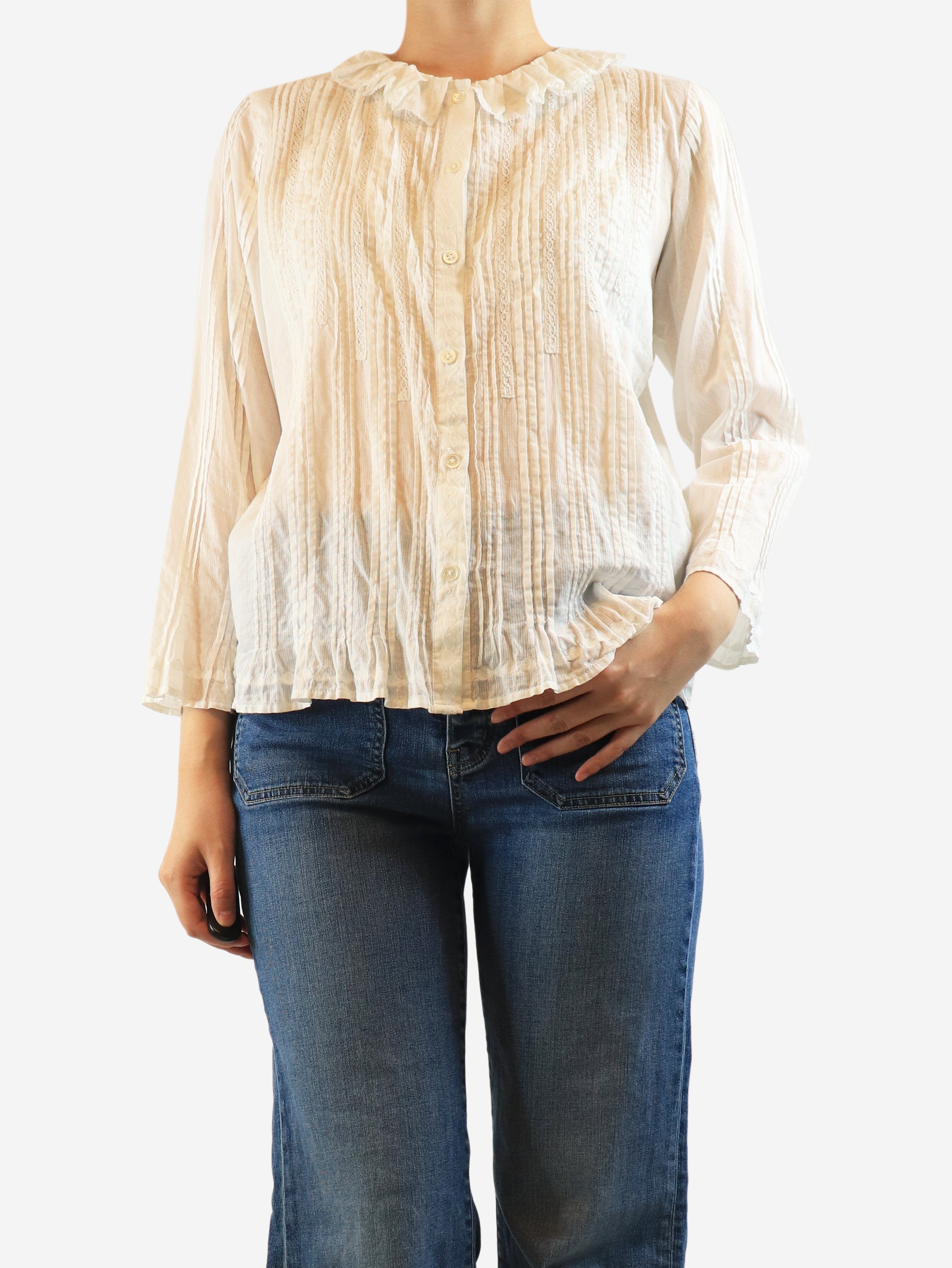White cotton blouse - size UK 12 Tops Brora 