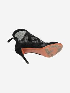 Alaia Black suede mesh peep-toe ankle boots - size EU 40