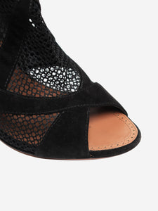 Alaia Black suede mesh peep-toe ankle boots - size EU 40