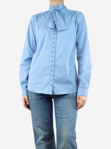 Gucci Light blue belted cotton blouse - size UK 12