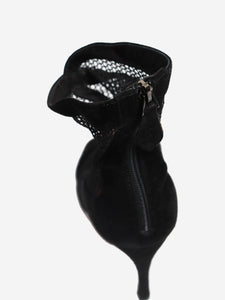 Alaia Black suede mesh peep-toe ankle boots - size EU 40