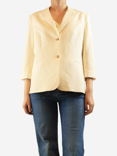Cream wool-blend blazer - size UK 16