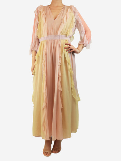 Multicolour ruffled silk gown - size UK 10 Dresses Valentino 