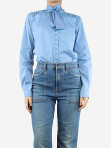 Gucci Light blue belted cotton blouse - size UK 12