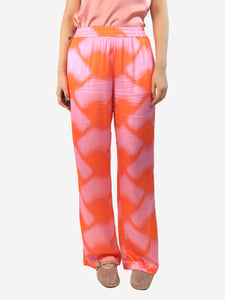Cecilie Pink satin printed trousers - size S