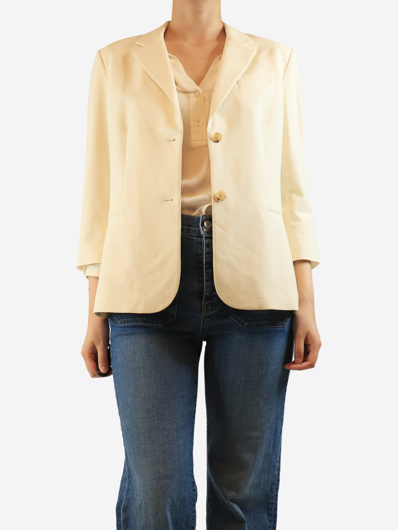 Cream wool-blend blazer - size UK 16