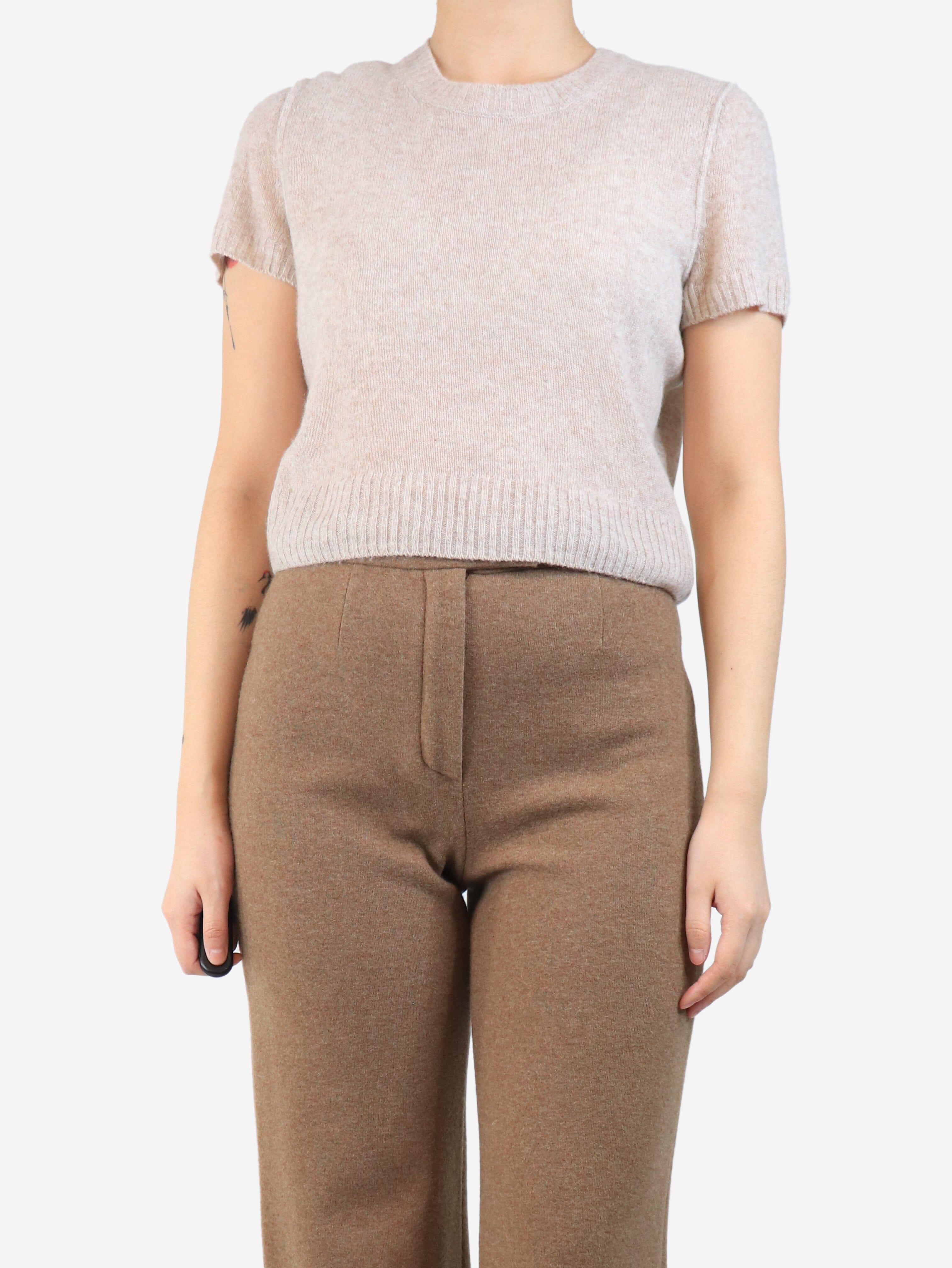 Neutral short-sleeved knit top - size M Knitwear James Perse 