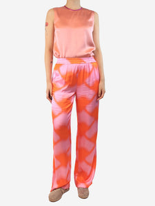 Cecilie Pink satin printed trousers - size S