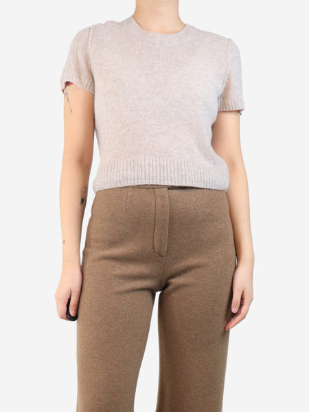 Neutral short-sleeved knit top - size M product image