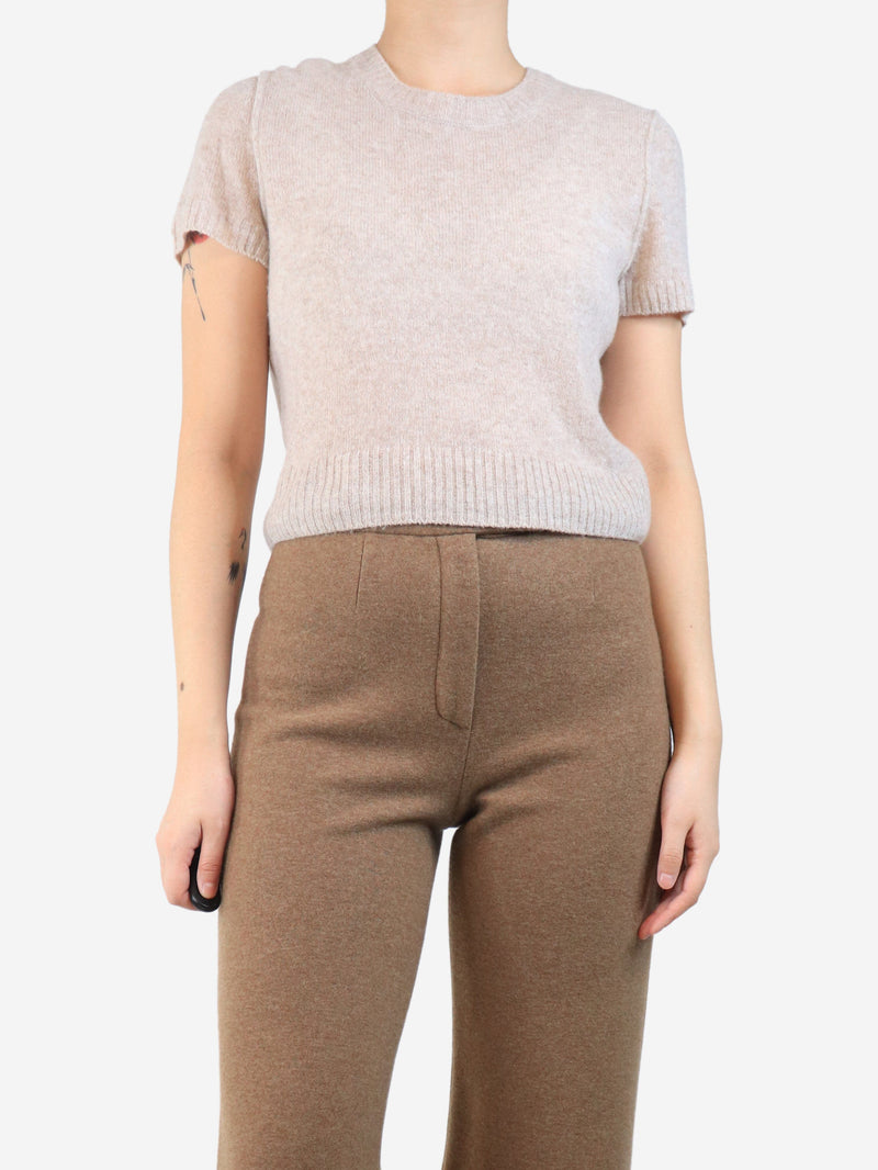 Neutral short-sleeved knit top - size M Knitwear James Perse 