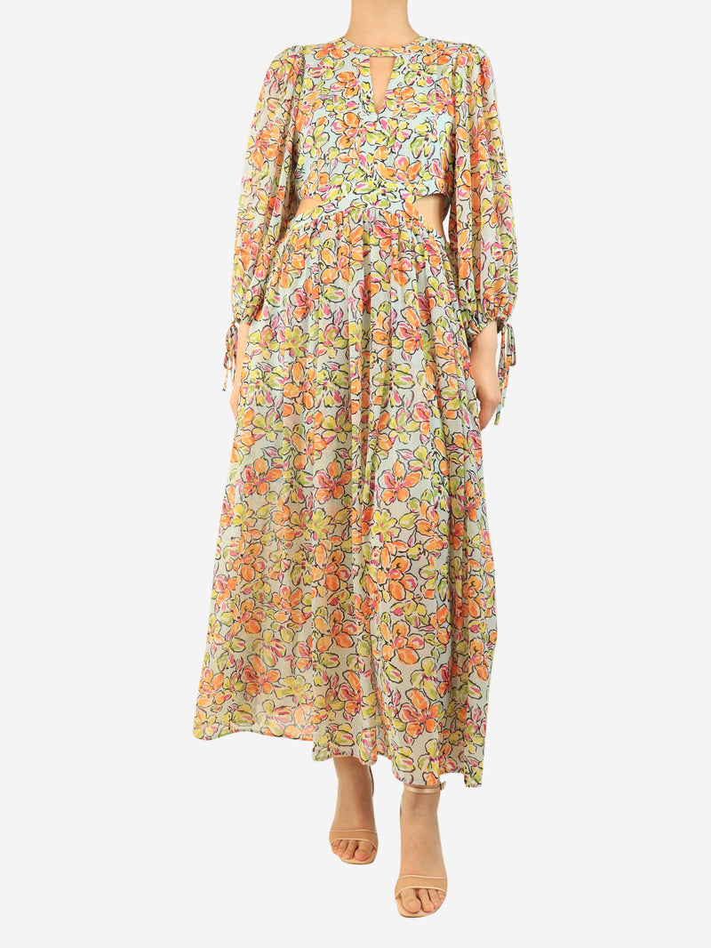 Multi floral printed cut out dress - size UK 10 Dresses Maje 
