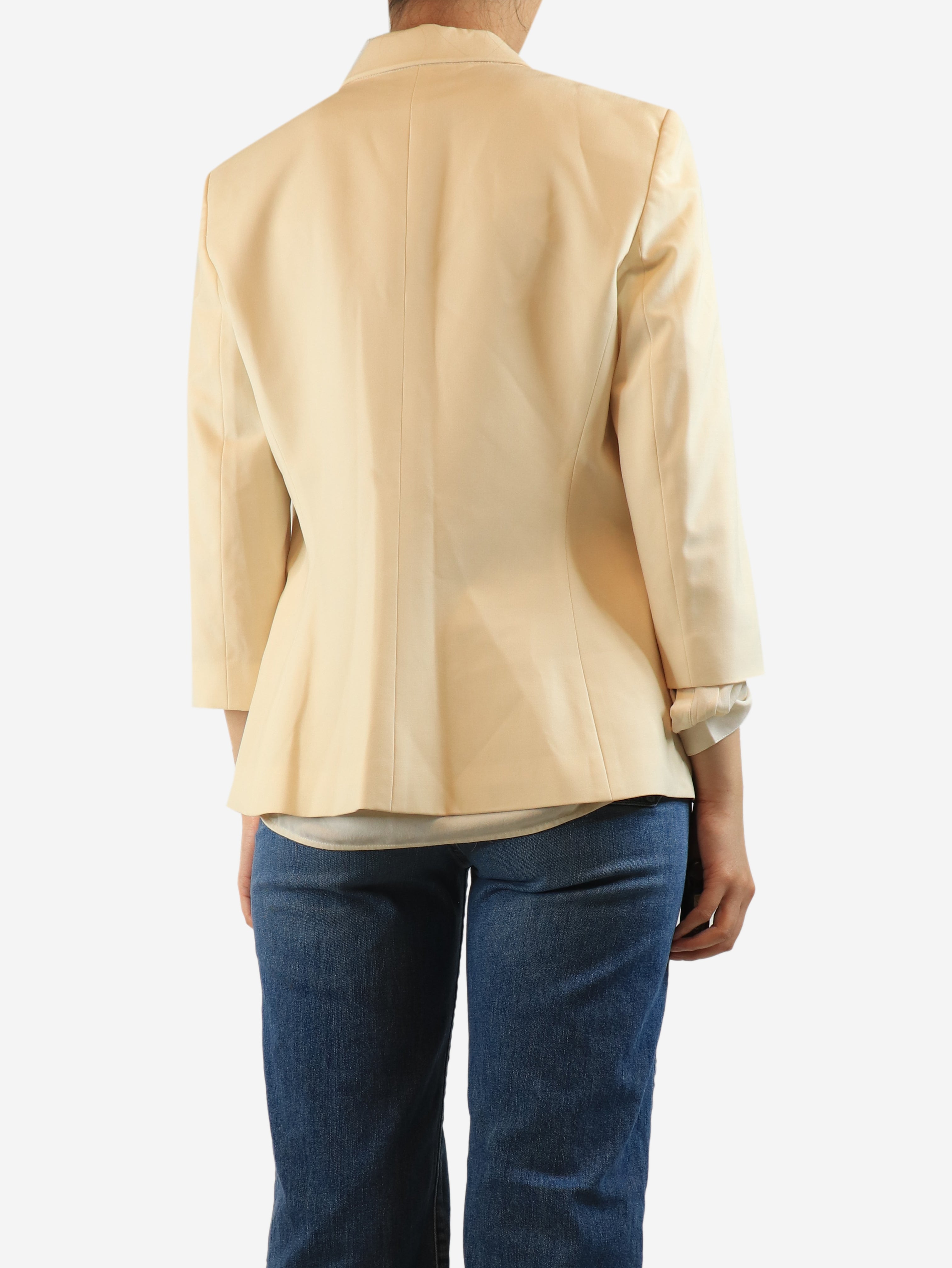 Cream wool-blend blazer - size UK 16