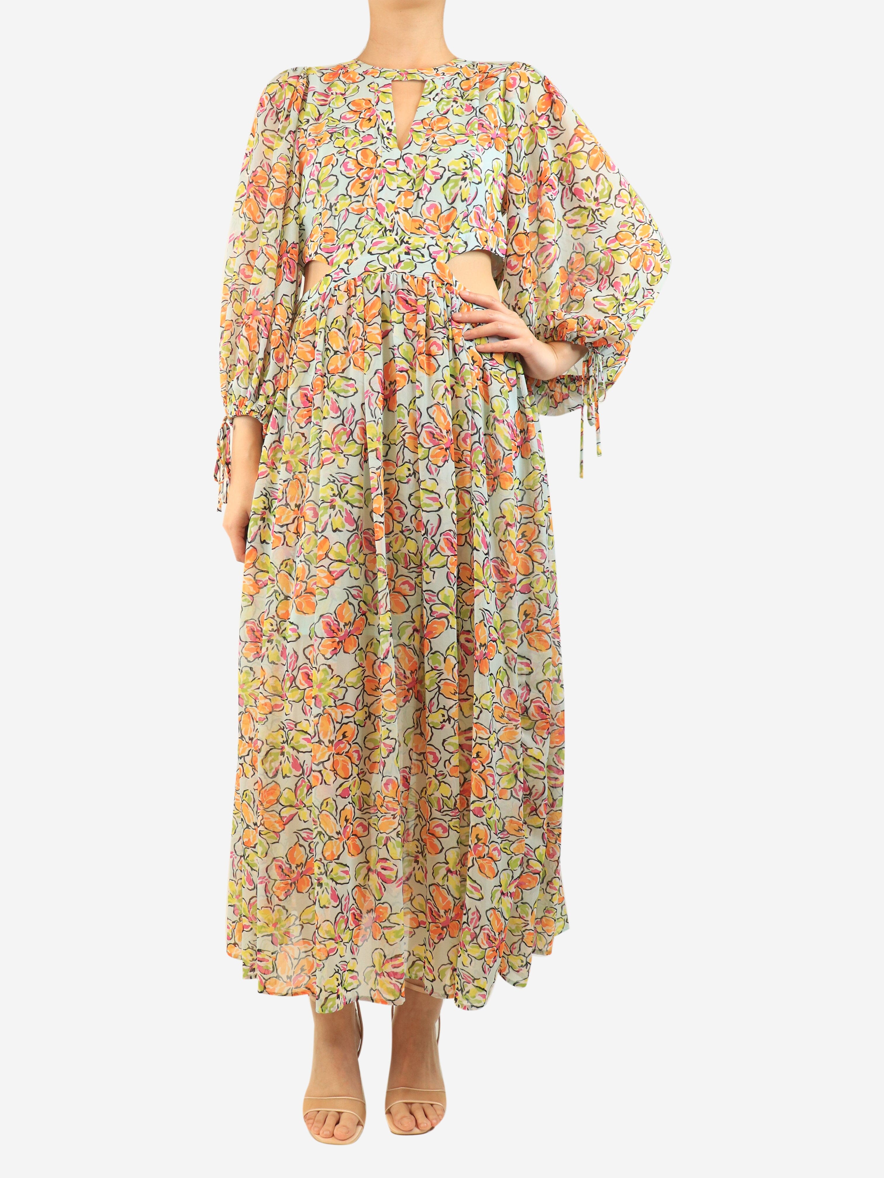 Multi floral printed cut out dress - size UK 10 Dresses Maje 