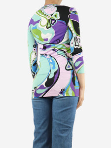 Emilio Pucci Multicolour printed drawstring top - size UK 8