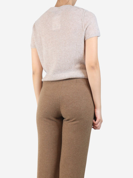 Neutral short-sleeved knit top - size M alternate image