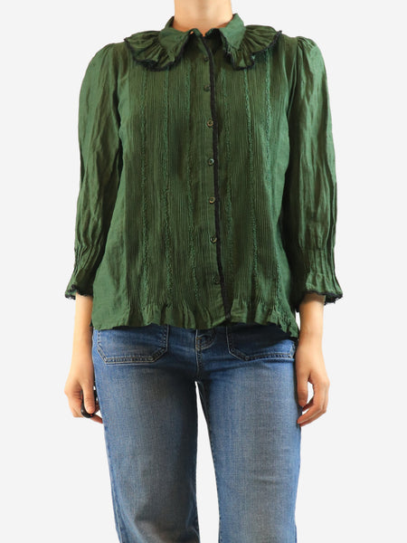 Brora Green lace-trim blouse - size UK 12 product image