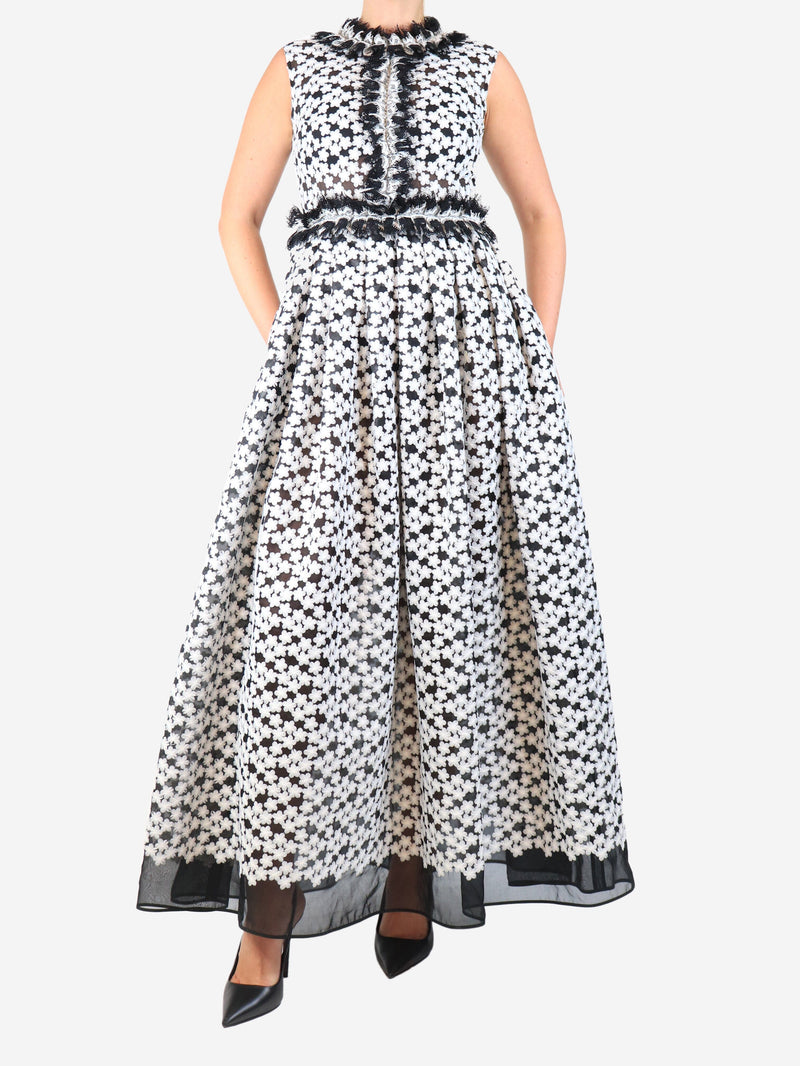 Black sleeveless floral applique maxi dress - size UK 10 Dresses Huishan Zhang 