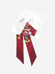 Gucci Burgundy silk floral twilly