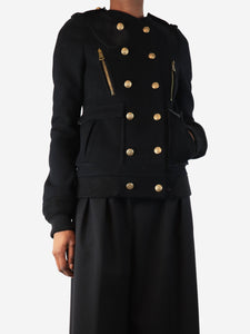 Balenciaga Black double-breasted wool jacket - size UK 8