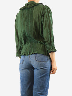 Brora Green lace-trim blouse - size UK 12 Tops Brora 