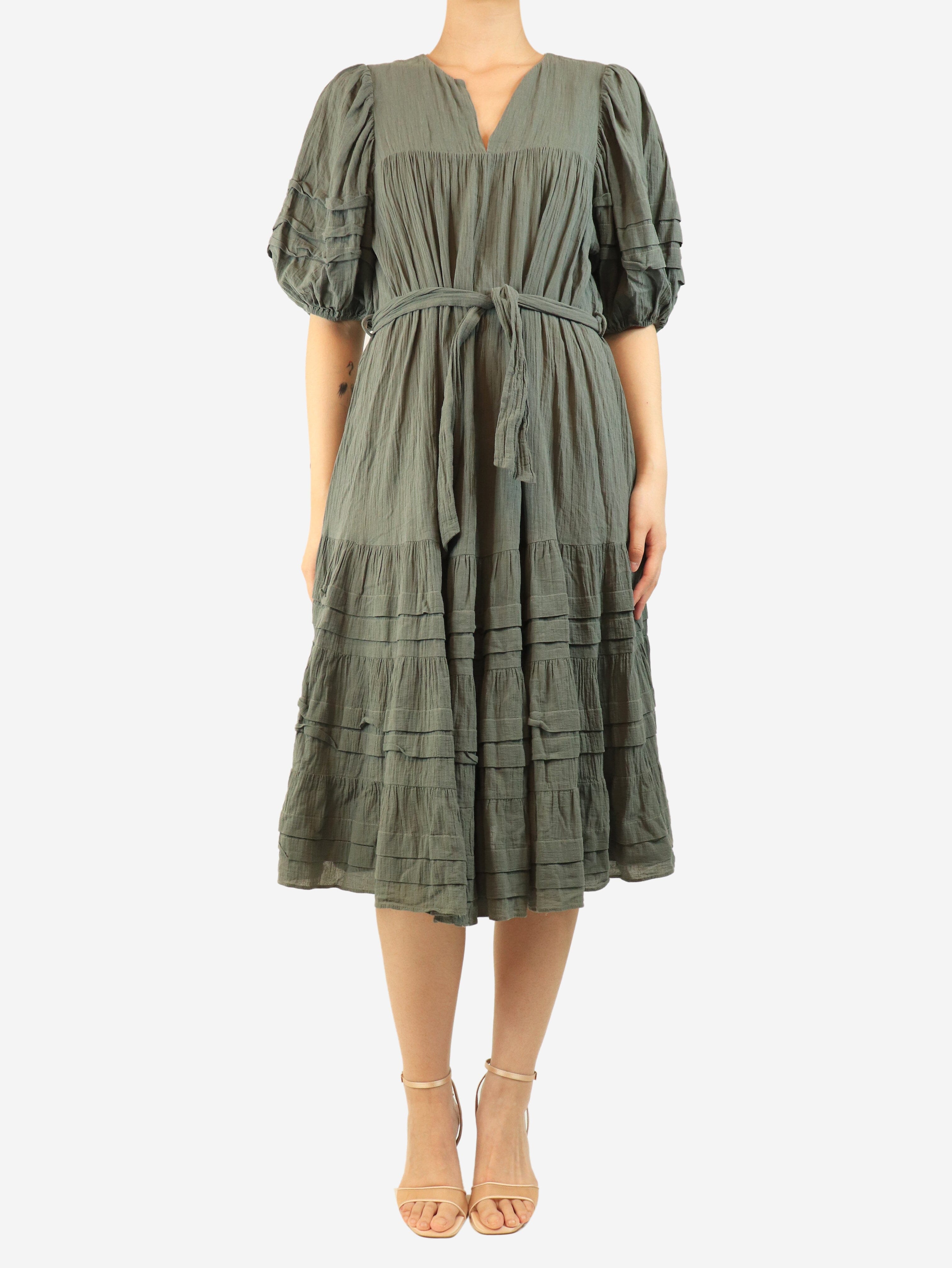 Green belted midi dress - size UK 12 Dresses Zimmermann 