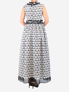Huishan Zhang Black sleeveless floral applique maxi dress - size UK 10