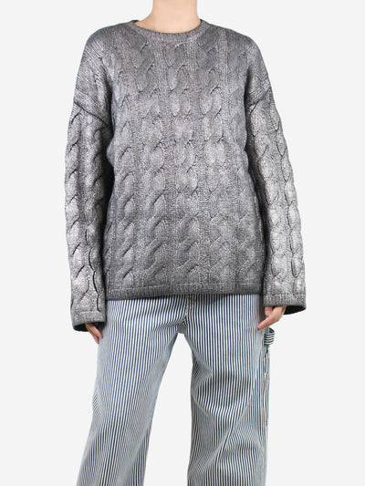 Silver metallic cable-knit jumper - size S Knitwear Toteme 