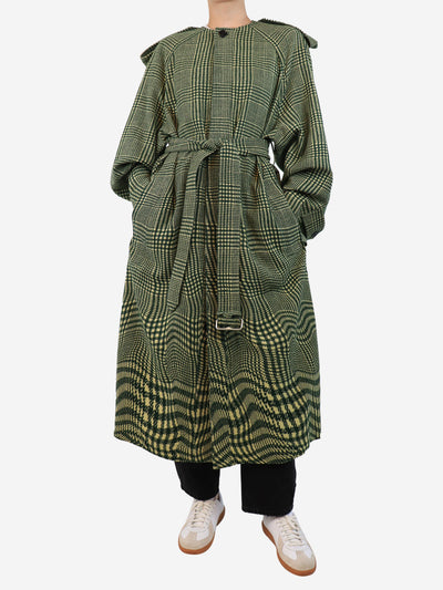 Burberry Green warped wool check coat - size UK 10 Coats & Jackets Burberry 