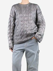 Toteme Silver metallic cable-knit jumper - size S