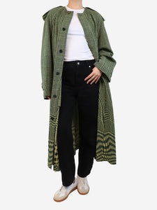 Burberry Green warped wool check coat - size UK 10