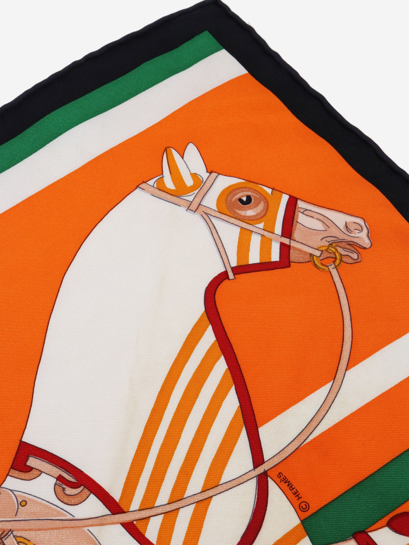 Orange cheval a la couverture square scarf - size S Scarves Hermes 