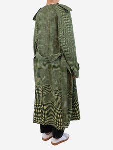 Burberry Green warped wool check coat - size UK 10