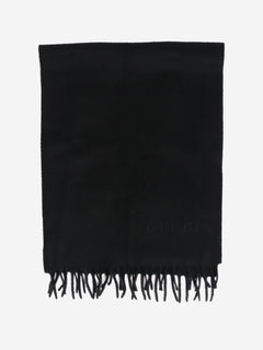 Black cashmere fringed scarf Scarves Gucci 