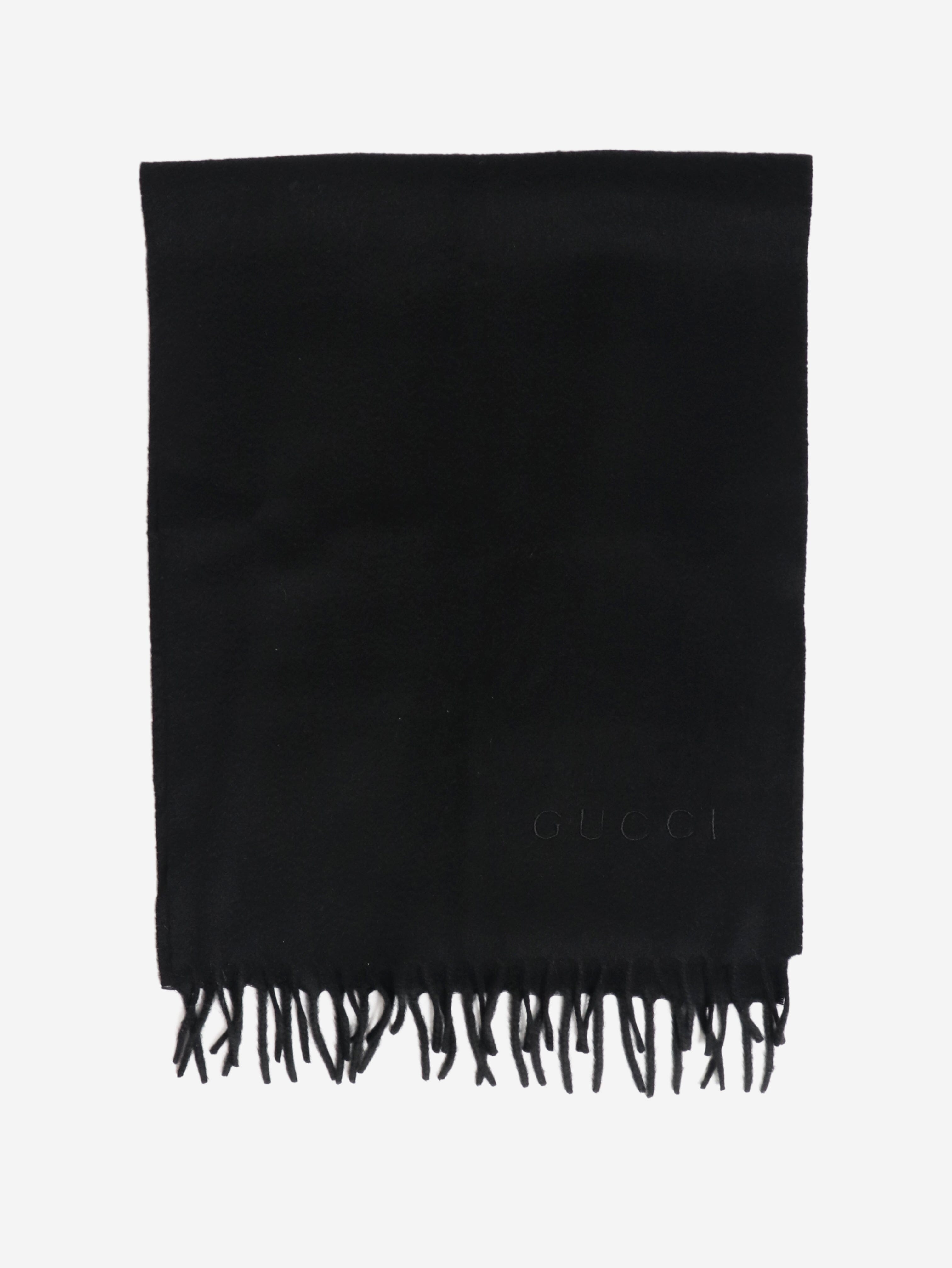 Black cashmere fringed scarf Scarves Gucci 