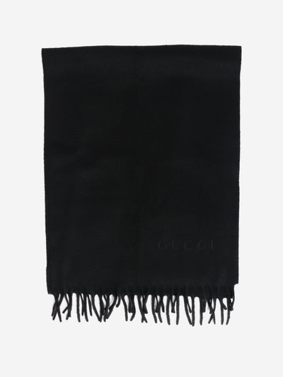 Black cashmere fringed scarf Scarves Gucci 