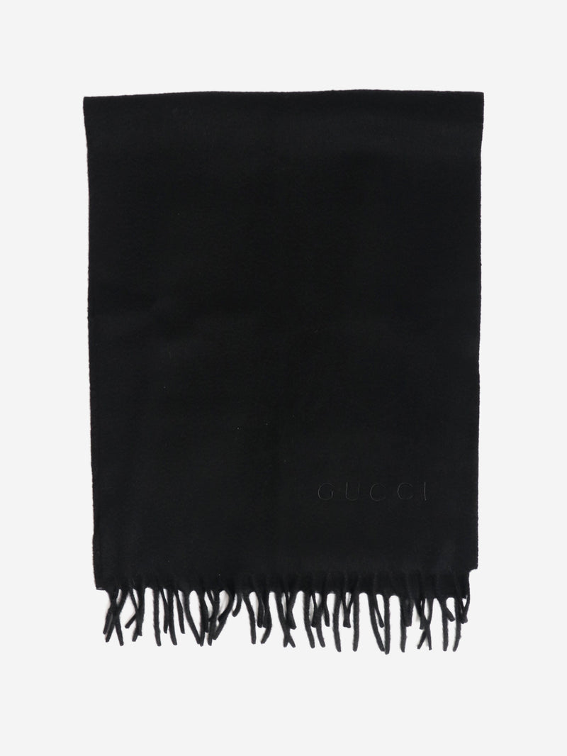 Black cashmere fringed scarf Scarves Gucci 