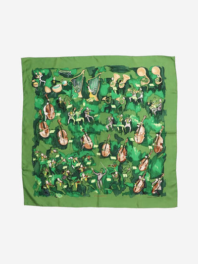 Green silk scarf Concerto Hats, Scarves and Gloves Hermes 