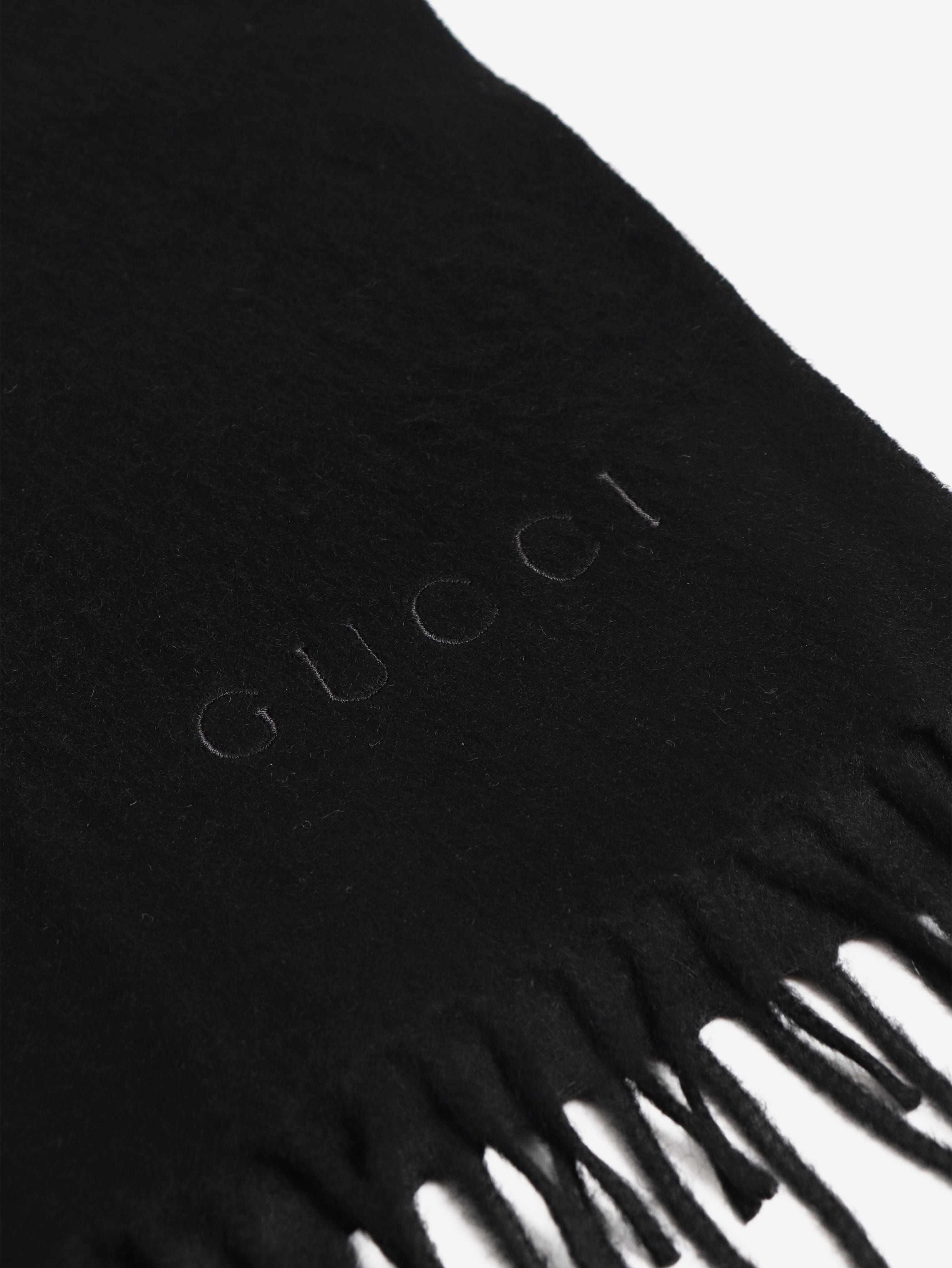 Black cashmere fringed scarf Scarves Gucci 