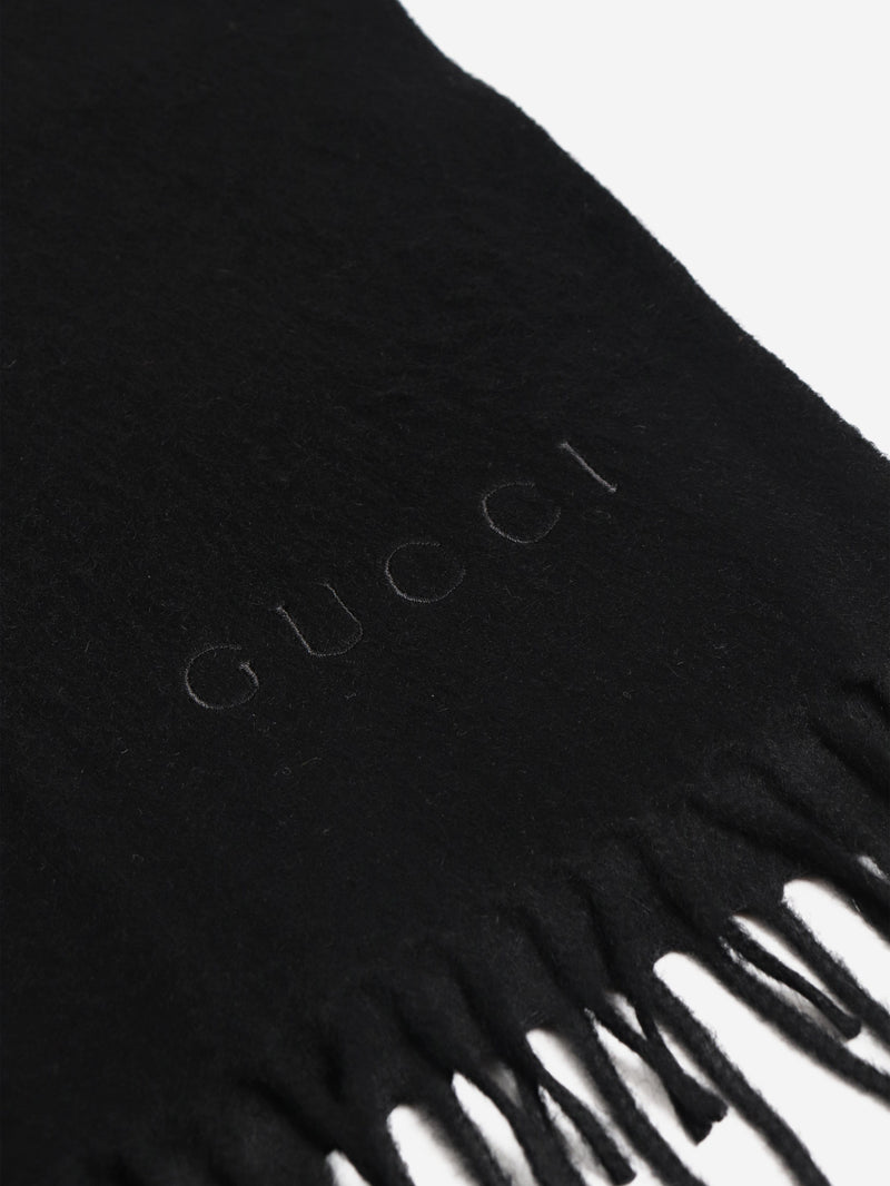 Black cashmere fringed scarf Scarves Gucci 